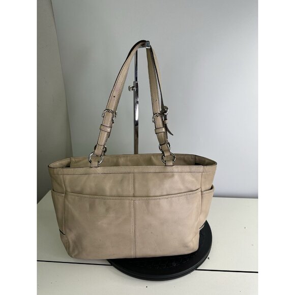 Coach F17721 Gallery Leather Shoulder Handbag Tote Purse Beige - Picture 5 of 16